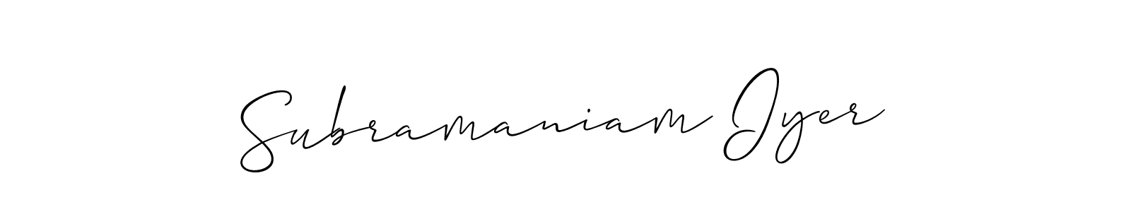 It looks lik you need a new signature style for name Subramaniam Iyer. Design unique handwritten (Allison_Script) signature with our free signature maker in just a few clicks. Subramaniam Iyer signature style 2 images and pictures png