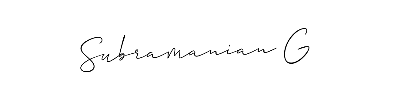 Similarly Allison_Script is the best handwritten signature design. Signature creator online .You can use it as an online autograph creator for name Subramanian G. Subramanian G signature style 2 images and pictures png