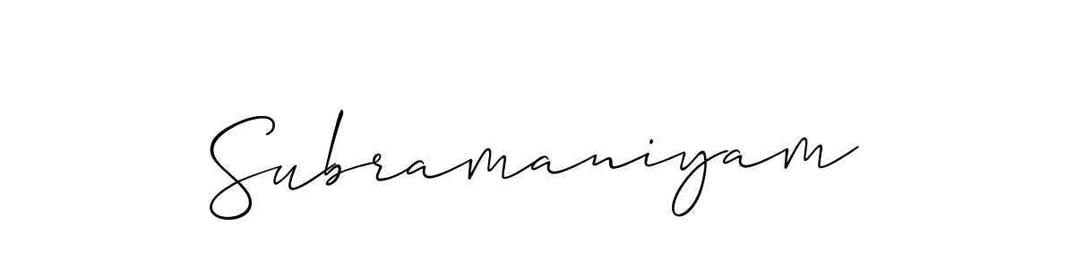 It looks lik you need a new signature style for name Subramaniyam. Design unique handwritten (Allison_Script) signature with our free signature maker in just a few clicks. Subramaniyam signature style 2 images and pictures png