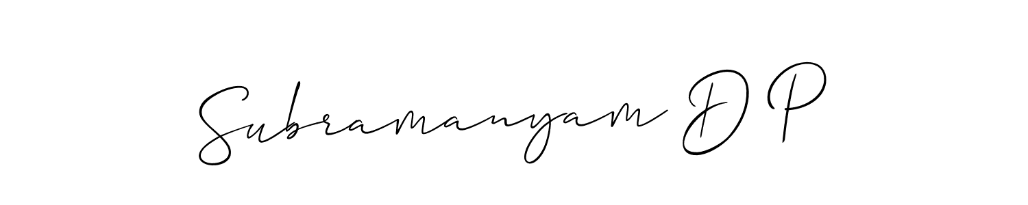 Design your own signature with our free online signature maker. With this signature software, you can create a handwritten (Allison_Script) signature for name Subramanyam D P. Subramanyam D P signature style 2 images and pictures png