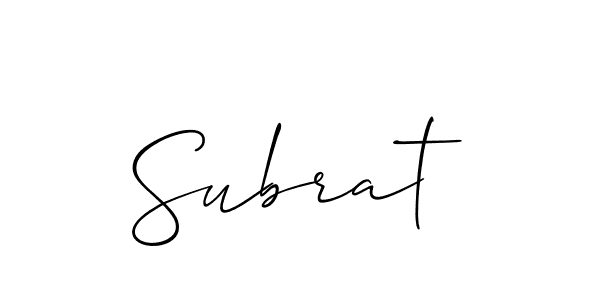 The best way (Allison_Script) to make a short signature is to pick only two or three words in your name. The name Subrat include a total of six letters. For converting this name. Subrat signature style 2 images and pictures png