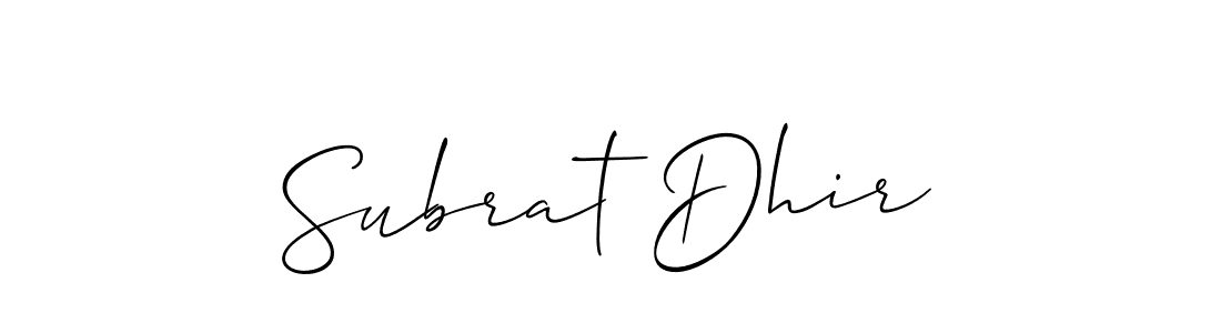 Also You can easily find your signature by using the search form. We will create Subrat Dhir name handwritten signature images for you free of cost using Allison_Script sign style. Subrat Dhir signature style 2 images and pictures png