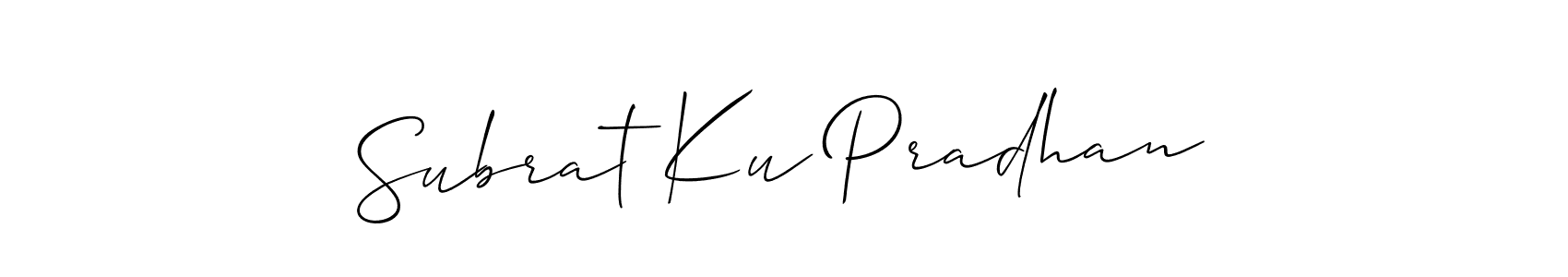 Subrat Ku Pradhan stylish signature style. Best Handwritten Sign (Allison_Script) for my name. Handwritten Signature Collection Ideas for my name Subrat Ku Pradhan. Subrat Ku Pradhan signature style 2 images and pictures png