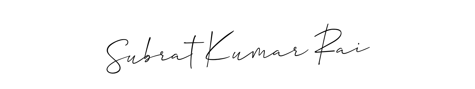 The best way (Allison_Script) to make a short signature is to pick only two or three words in your name. The name Subrat Kumar Rai include a total of six letters. For converting this name. Subrat Kumar Rai signature style 2 images and pictures png