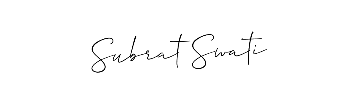 Allison_Script is a professional signature style that is perfect for those who want to add a touch of class to their signature. It is also a great choice for those who want to make their signature more unique. Get Subrat Swati name to fancy signature for free. Subrat Swati signature style 2 images and pictures png