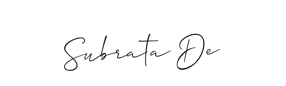 if you are searching for the best signature style for your name Subrata De. so please give up your signature search. here we have designed multiple signature styles  using Allison_Script. Subrata De signature style 2 images and pictures png