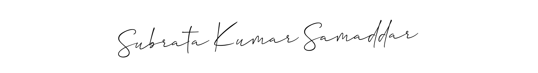 Allison_Script is a professional signature style that is perfect for those who want to add a touch of class to their signature. It is also a great choice for those who want to make their signature more unique. Get Subrata Kumar Samaddar name to fancy signature for free. Subrata Kumar Samaddar signature style 2 images and pictures png