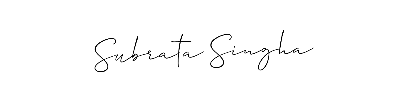 The best way (Allison_Script) to make a short signature is to pick only two or three words in your name. The name Subrata Singha include a total of six letters. For converting this name. Subrata Singha signature style 2 images and pictures png