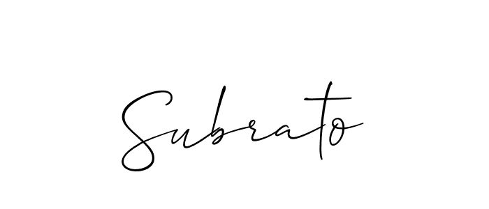 Similarly Allison_Script is the best handwritten signature design. Signature creator online .You can use it as an online autograph creator for name Subrato. Subrato signature style 2 images and pictures png