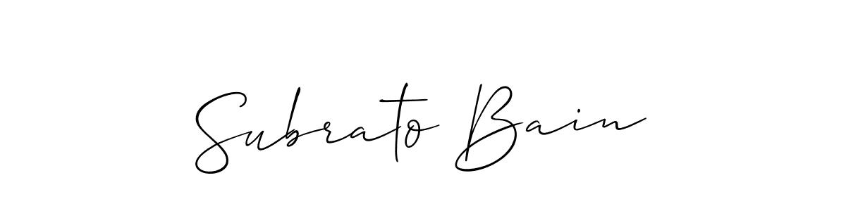 How to make Subrato Bain name signature. Use Allison_Script style for creating short signs online. This is the latest handwritten sign. Subrato Bain signature style 2 images and pictures png