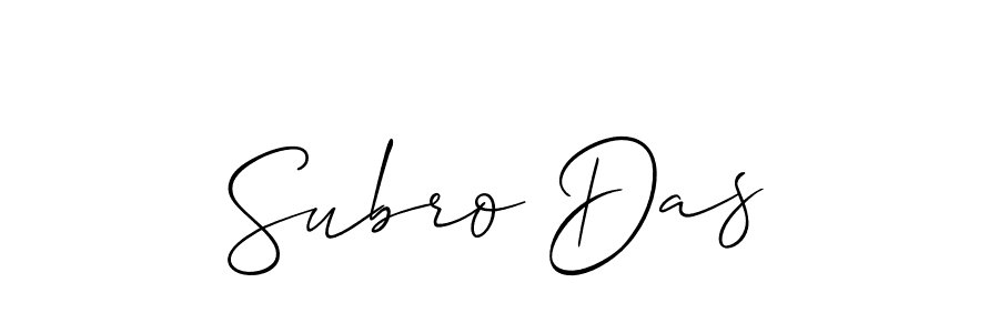 How to make Subro Das signature? Allison_Script is a professional autograph style. Create handwritten signature for Subro Das name. Subro Das signature style 2 images and pictures png