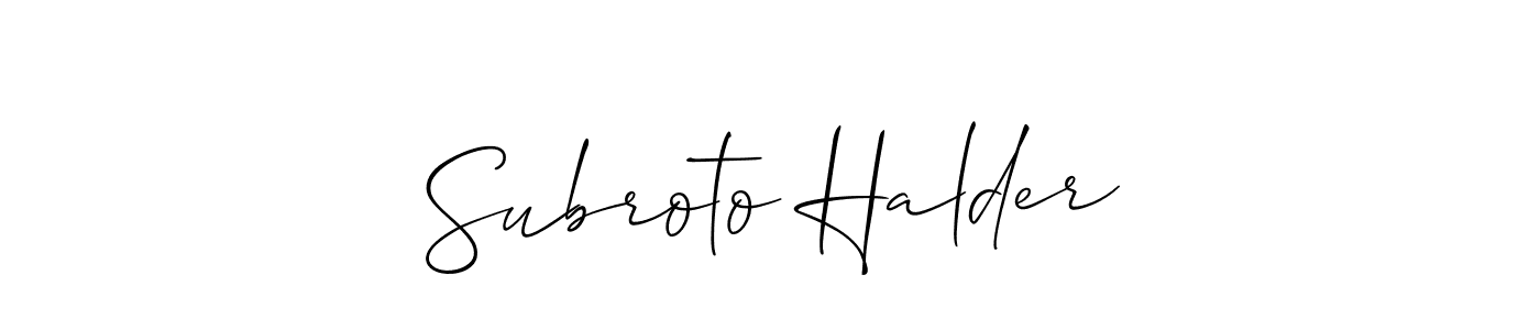 Make a beautiful signature design for name Subroto Halder. With this signature (Allison_Script) style, you can create a handwritten signature for free. Subroto Halder signature style 2 images and pictures png