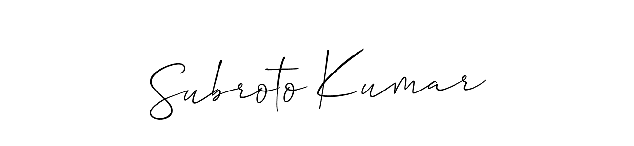 Allison_Script is a professional signature style that is perfect for those who want to add a touch of class to their signature. It is also a great choice for those who want to make their signature more unique. Get Subroto Kumar name to fancy signature for free. Subroto Kumar signature style 2 images and pictures png