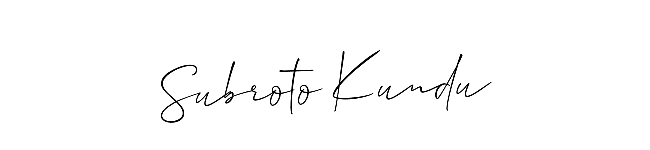 It looks lik you need a new signature style for name Subroto Kundu. Design unique handwritten (Allison_Script) signature with our free signature maker in just a few clicks. Subroto Kundu signature style 2 images and pictures png