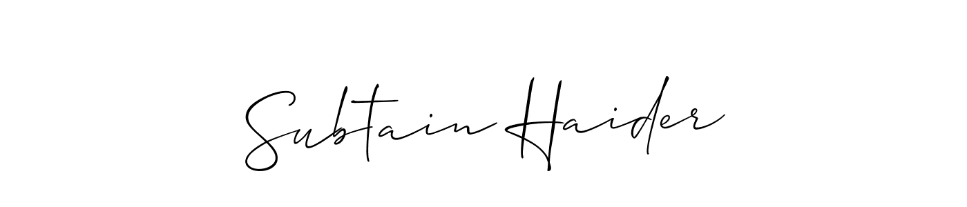 Subtain Haider stylish signature style. Best Handwritten Sign (Allison_Script) for my name. Handwritten Signature Collection Ideas for my name Subtain Haider. Subtain Haider signature style 2 images and pictures png