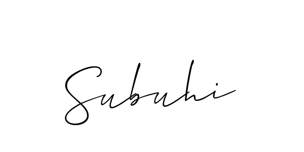 Use a signature maker to create a handwritten signature online. With this signature software, you can design (Allison_Script) your own signature for name Subuhi. Subuhi signature style 2 images and pictures png