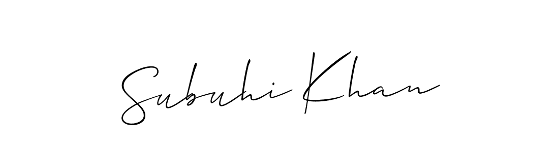 Also You can easily find your signature by using the search form. We will create Subuhi Khan name handwritten signature images for you free of cost using Allison_Script sign style. Subuhi Khan signature style 2 images and pictures png