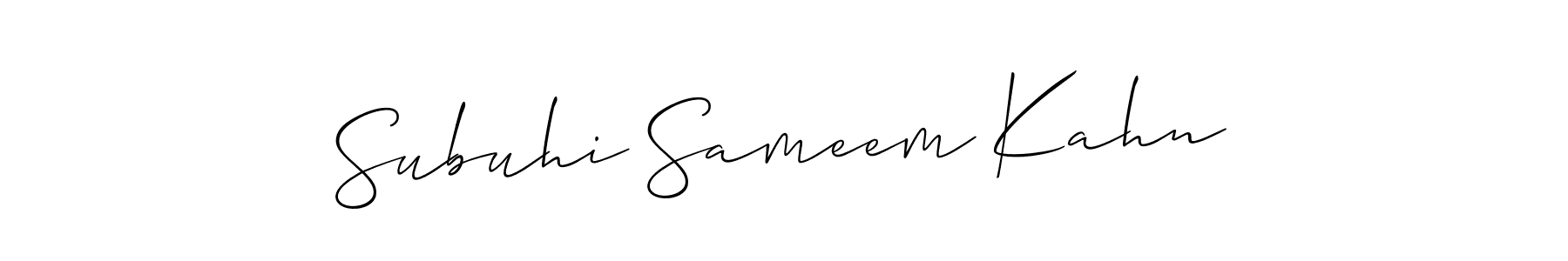 It looks lik you need a new signature style for name Subuhi Sameem Kahn. Design unique handwritten (Allison_Script) signature with our free signature maker in just a few clicks. Subuhi Sameem Kahn signature style 2 images and pictures png