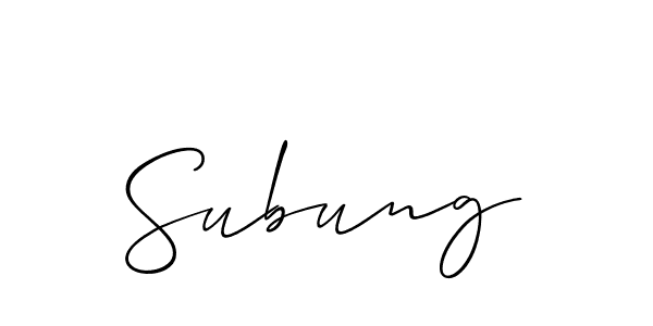 How to make Subung signature? Allison_Script is a professional autograph style. Create handwritten signature for Subung name. Subung signature style 2 images and pictures png