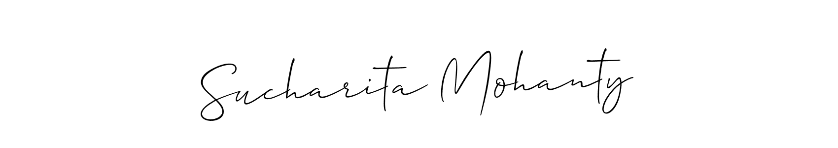 You should practise on your own different ways (Allison_Script) to write your name (Sucharita Mohanty) in signature. don't let someone else do it for you. Sucharita Mohanty signature style 2 images and pictures png