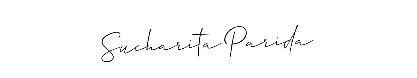 if you are searching for the best signature style for your name Sucharita Parida. so please give up your signature search. here we have designed multiple signature styles  using Allison_Script. Sucharita Parida signature style 2 images and pictures png