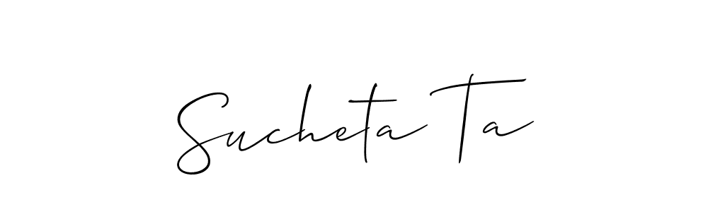 if you are searching for the best signature style for your name Sucheta Ta. so please give up your signature search. here we have designed multiple signature styles  using Allison_Script. Sucheta Ta signature style 2 images and pictures png