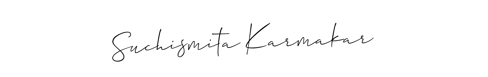 Also You can easily find your signature by using the search form. We will create Suchismita Karmakar name handwritten signature images for you free of cost using Allison_Script sign style. Suchismita Karmakar signature style 2 images and pictures png