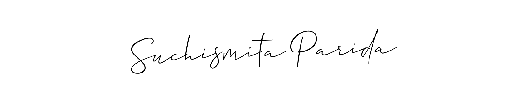 Also You can easily find your signature by using the search form. We will create Suchismita Parida name handwritten signature images for you free of cost using Allison_Script sign style. Suchismita Parida signature style 2 images and pictures png