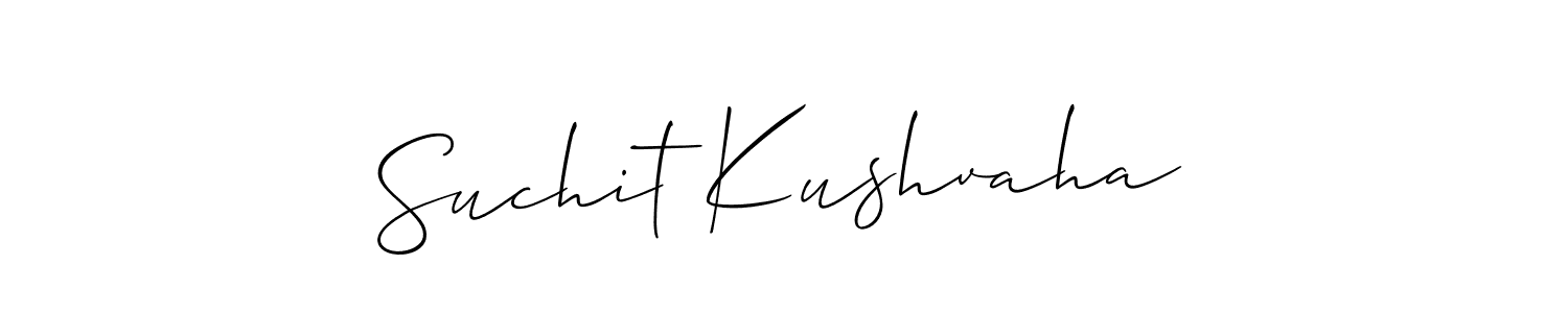 Also You can easily find your signature by using the search form. We will create Suchit Kushvaha name handwritten signature images for you free of cost using Allison_Script sign style. Suchit Kushvaha signature style 2 images and pictures png