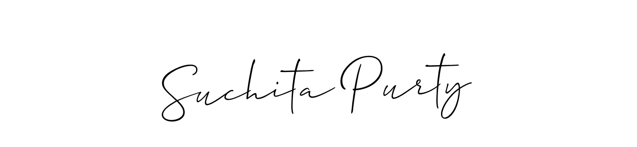 You should practise on your own different ways (Allison_Script) to write your name (Suchita Purty) in signature. don't let someone else do it for you. Suchita Purty signature style 2 images and pictures png