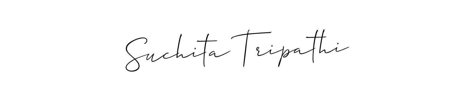 Allison_Script is a professional signature style that is perfect for those who want to add a touch of class to their signature. It is also a great choice for those who want to make their signature more unique. Get Suchita Tripathi name to fancy signature for free. Suchita Tripathi signature style 2 images and pictures png