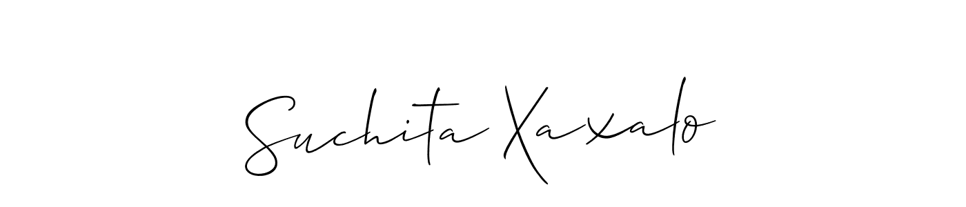 You should practise on your own different ways (Allison_Script) to write your name (Suchita Xaxalo) in signature. don't let someone else do it for you. Suchita Xaxalo signature style 2 images and pictures png