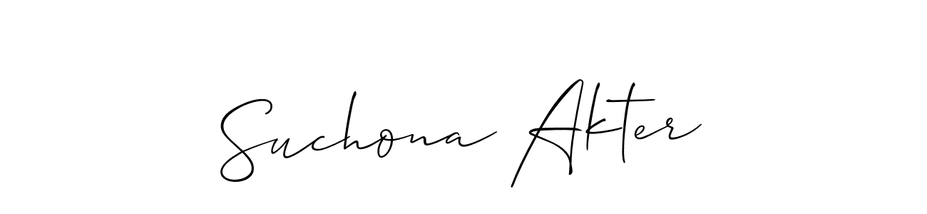 How to make Suchona Akter name signature. Use Allison_Script style for creating short signs online. This is the latest handwritten sign. Suchona Akter signature style 2 images and pictures png