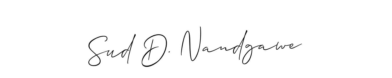 if you are searching for the best signature style for your name Sud D. Nandgawe. so please give up your signature search. here we have designed multiple signature styles  using Allison_Script. Sud D. Nandgawe signature style 2 images and pictures png