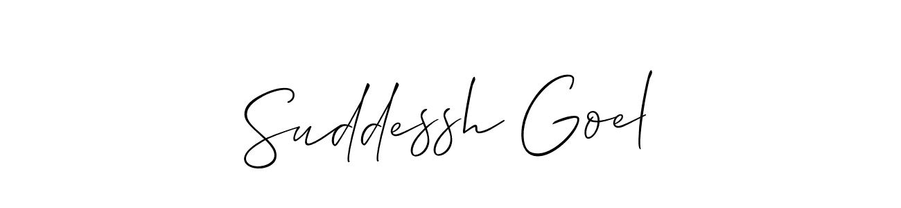 You should practise on your own different ways (Allison_Script) to write your name (Suddessh Goel) in signature. don't let someone else do it for you. Suddessh Goel signature style 2 images and pictures png