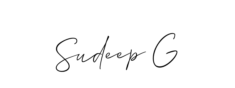 How to make Sudeep G signature? Allison_Script is a professional autograph style. Create handwritten signature for Sudeep G name. Sudeep G signature style 2 images and pictures png