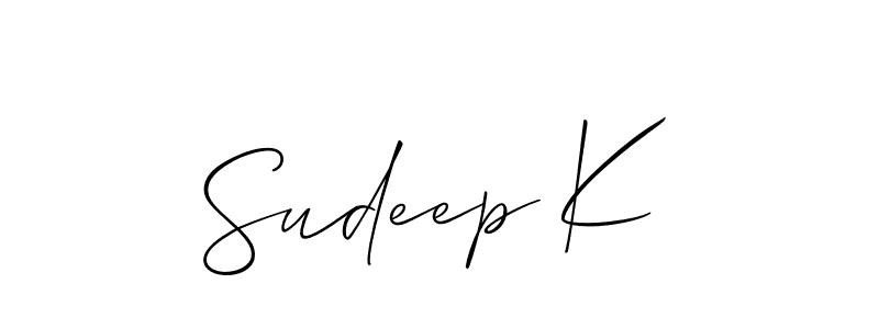 Also we have Sudeep K name is the best signature style. Create professional handwritten signature collection using Allison_Script autograph style. Sudeep K signature style 2 images and pictures png