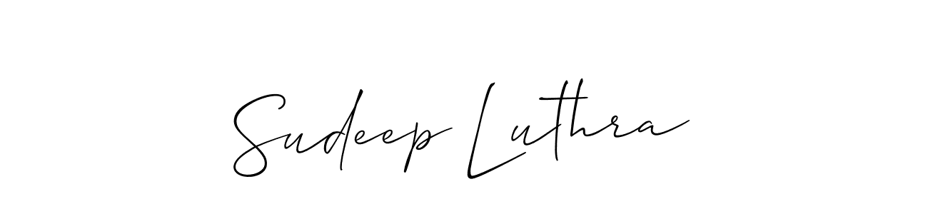 You should practise on your own different ways (Allison_Script) to write your name (Sudeep Luthra) in signature. don't let someone else do it for you. Sudeep Luthra signature style 2 images and pictures png