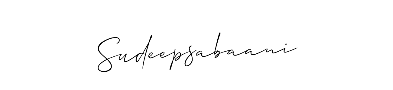 Also You can easily find your signature by using the search form. We will create Sudeepsabaani name handwritten signature images for you free of cost using Allison_Script sign style. Sudeepsabaani signature style 2 images and pictures png
