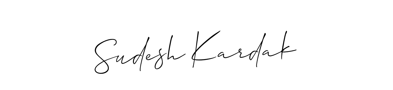 The best way (Allison_Script) to make a short signature is to pick only two or three words in your name. The name Sudesh Kardak include a total of six letters. For converting this name. Sudesh Kardak signature style 2 images and pictures png