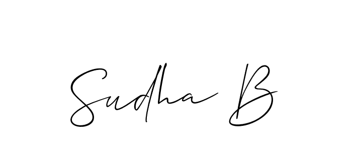 Also You can easily find your signature by using the search form. We will create Sudha B name handwritten signature images for you free of cost using Allison_Script sign style. Sudha B signature style 2 images and pictures png