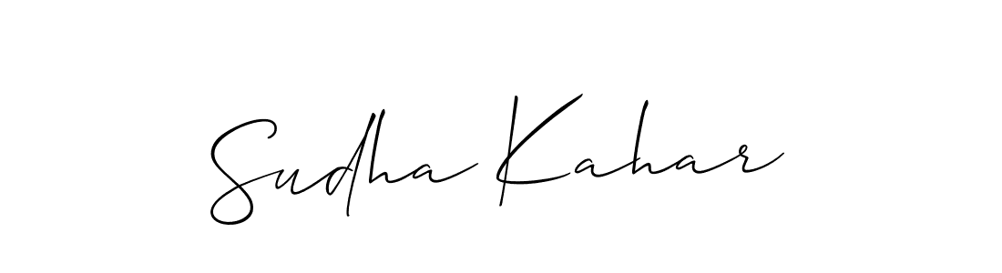 You should practise on your own different ways (Allison_Script) to write your name (Sudha Kahar) in signature. don't let someone else do it for you. Sudha Kahar signature style 2 images and pictures png