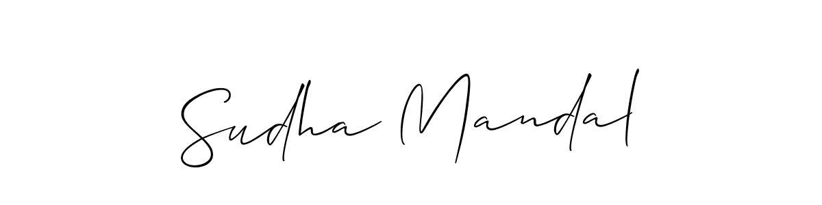 Similarly Allison_Script is the best handwritten signature design. Signature creator online .You can use it as an online autograph creator for name Sudha Mandal. Sudha Mandal signature style 2 images and pictures png