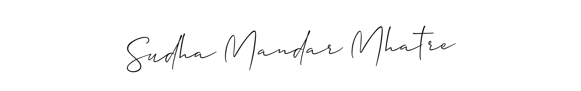 This is the best signature style for the Sudha Mandar Mhatre name. Also you like these signature font (Allison_Script). Mix name signature. Sudha Mandar Mhatre signature style 2 images and pictures png