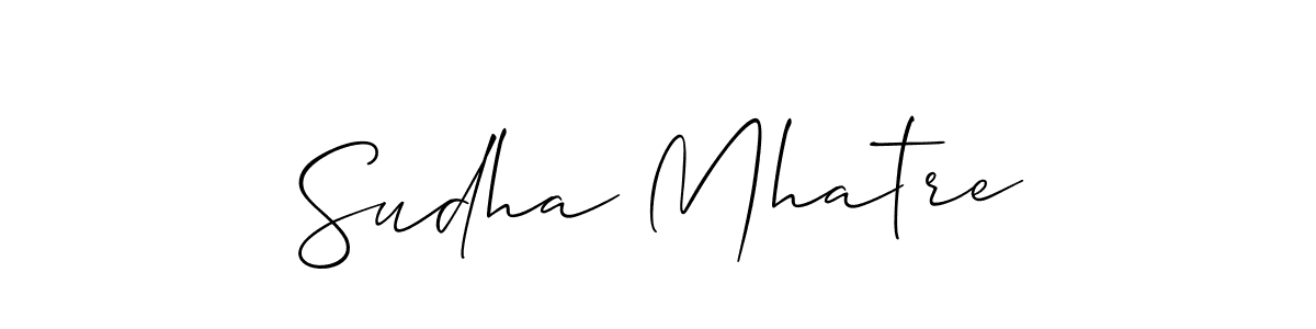 How to make Sudha Mhatre signature? Allison_Script is a professional autograph style. Create handwritten signature for Sudha Mhatre name. Sudha Mhatre signature style 2 images and pictures png