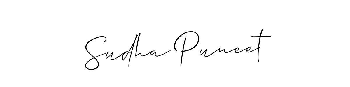 Sudha Puneet stylish signature style. Best Handwritten Sign (Allison_Script) for my name. Handwritten Signature Collection Ideas for my name Sudha Puneet. Sudha Puneet signature style 2 images and pictures png