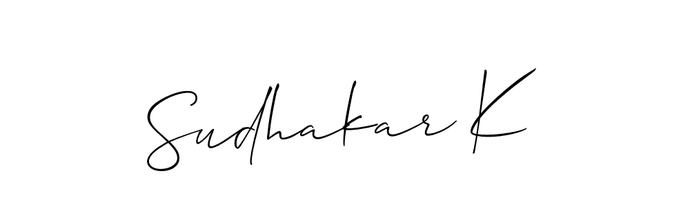 if you are searching for the best signature style for your name Sudhakar K. so please give up your signature search. here we have designed multiple signature styles  using Allison_Script. Sudhakar K signature style 2 images and pictures png