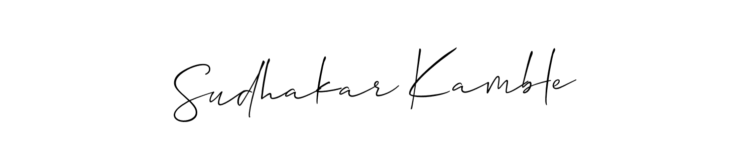 Allison_Script is a professional signature style that is perfect for those who want to add a touch of class to their signature. It is also a great choice for those who want to make their signature more unique. Get Sudhakar Kamble name to fancy signature for free. Sudhakar Kamble signature style 2 images and pictures png