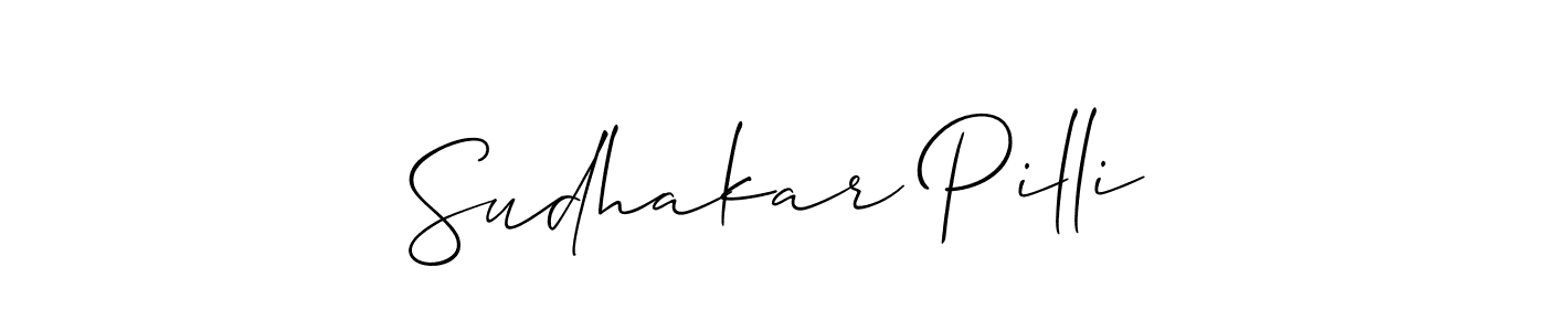Also we have Sudhakar Pilli name is the best signature style. Create professional handwritten signature collection using Allison_Script autograph style. Sudhakar Pilli signature style 2 images and pictures png