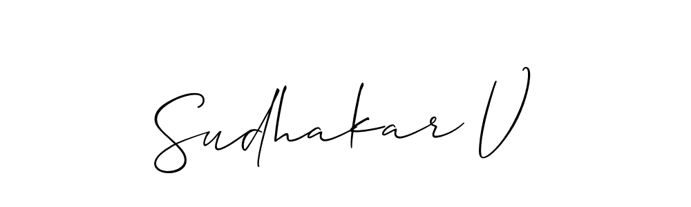 Sudhakar V stylish signature style. Best Handwritten Sign (Allison_Script) for my name. Handwritten Signature Collection Ideas for my name Sudhakar V. Sudhakar V signature style 2 images and pictures png